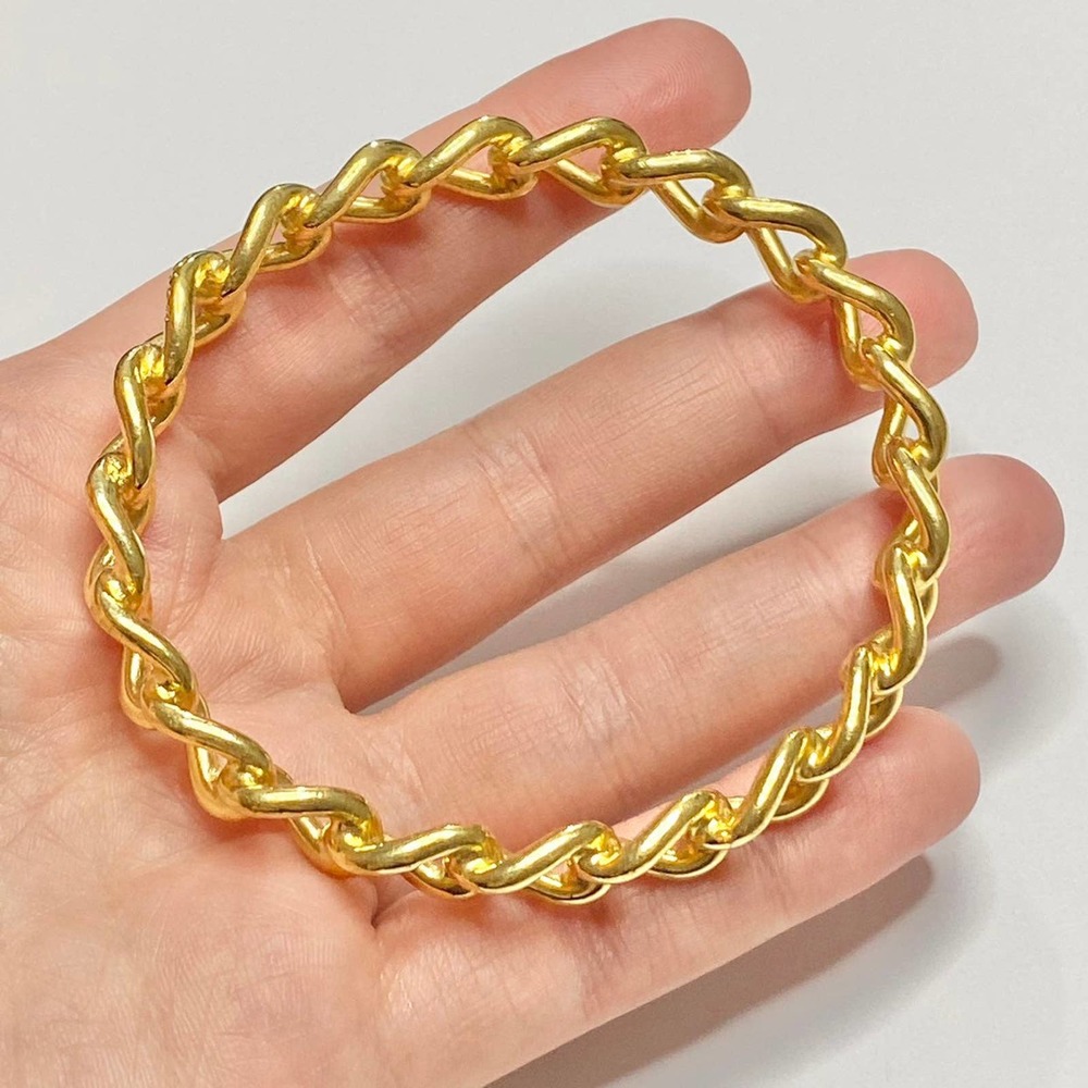 VTG Christian Dior Gold Tone Metal Chain Link Bangle Bracelet Signed - Picture 10 of 12